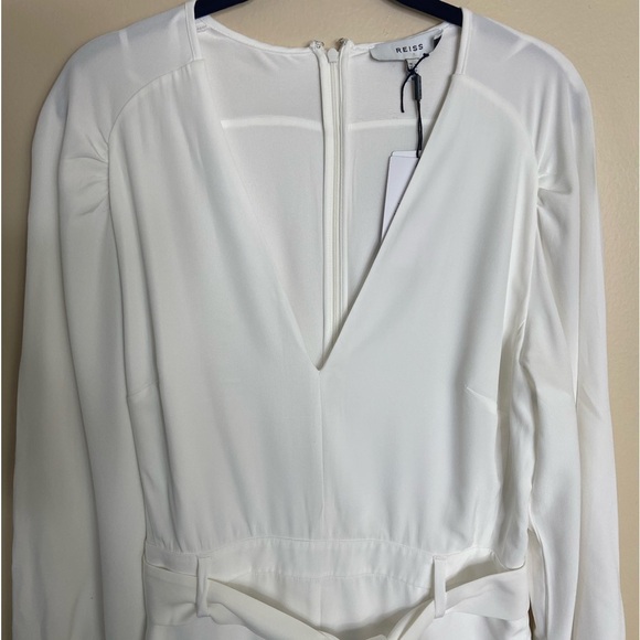 NWT Reiss Elsa Long Sleeve Wide Leg Jumpsuit White size 10 Bridal Wedding - Picture 4 of 12